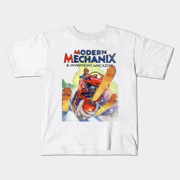 Snowmobile 1930s Kids T-Shirt by retrorockit